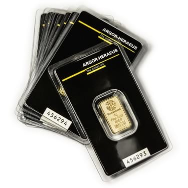 Náhled Averzní strany - Argor Heraeus SA 5 gramů - Investiční zlatý slitek - Set 10ks slitků