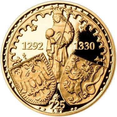 Náhled Reverzní strany - Sada zlatého dukátu a stříbrného odražku Eliška Přemyslovna - 725. výročí narození - proof