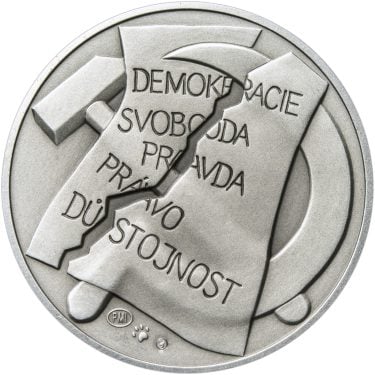 Náhled Reverzní strany - Memento 25. února 1948 - komunistický puč v Československu  - 28 mm stříbro patina