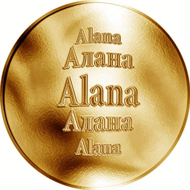Náhled Averzní strany - Slovenská jména - Alana - velká zlatá medaile 1 Oz
