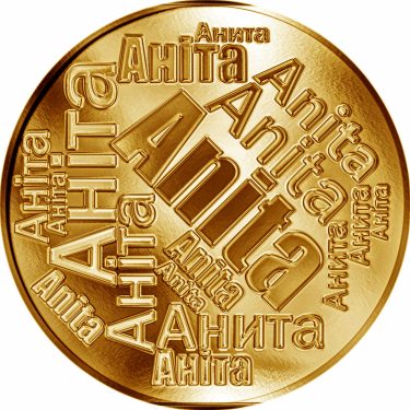 Náhled Averzní strany - Česká jména - Anita - velká zlatá medaile 1 Oz