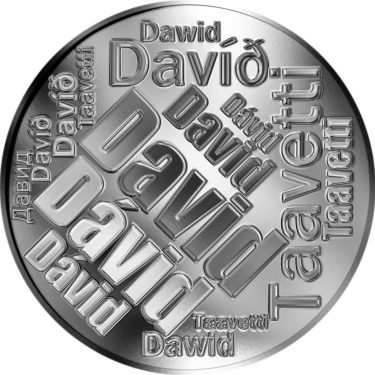 Náhled Averzní strany - Česká jména - David - velká stříbrná medaile 1 Oz