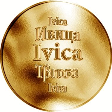 Náhled Averzní strany - Slovenská jména - Ivica - velká zlatá medaile 1 Oz
