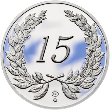 Náhled Averzní strany - Medaile k životnímu výročí 15 let - 1 Oz stříbro Proof