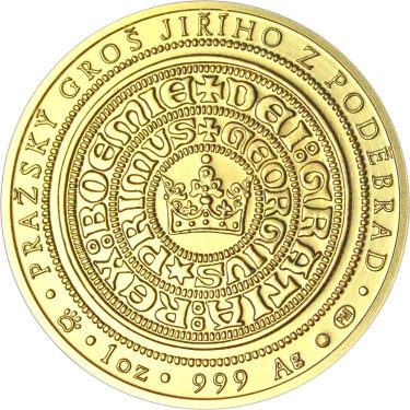 Náhled Reverzní strany - 550 let od korunovace Jiřího z Poděbrad českým králem - zlato b.k.
