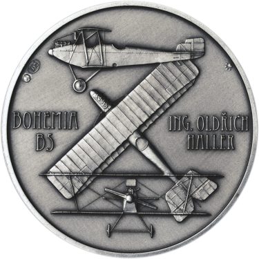 Náhled Reverzní strany - Letadlo Bohemia - 1 Oz stříbro patina