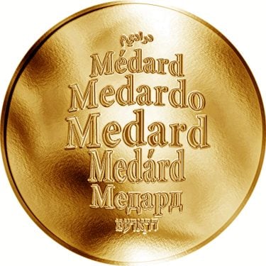 Náhled Averzní strany - Česká jména - Medard - velká zlatá medaile 1 Oz