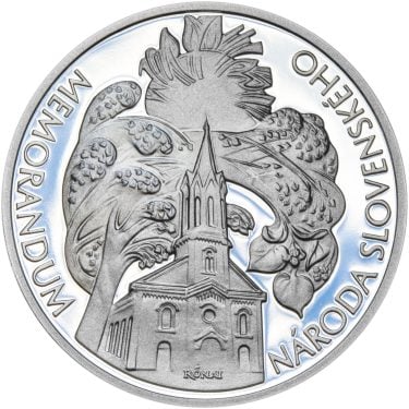 Náhled Averzní strany - Výročie Memoranda národa slovenského - 28 mm stříbro patina