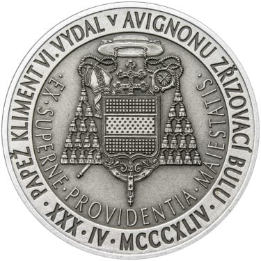 Náhled Reverzní strany - Povýšení pražského biskupství na arcibiskupství - 670 let - 28 mm stříbro patina