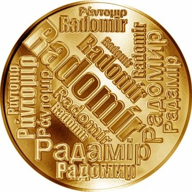 Náhled Averzní strany - Česká jména - Radomír - velká zlatá medaile 1 Oz