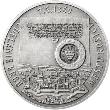 Náhled Averzní strany - Erb Košice - 28 mm stříbro patina